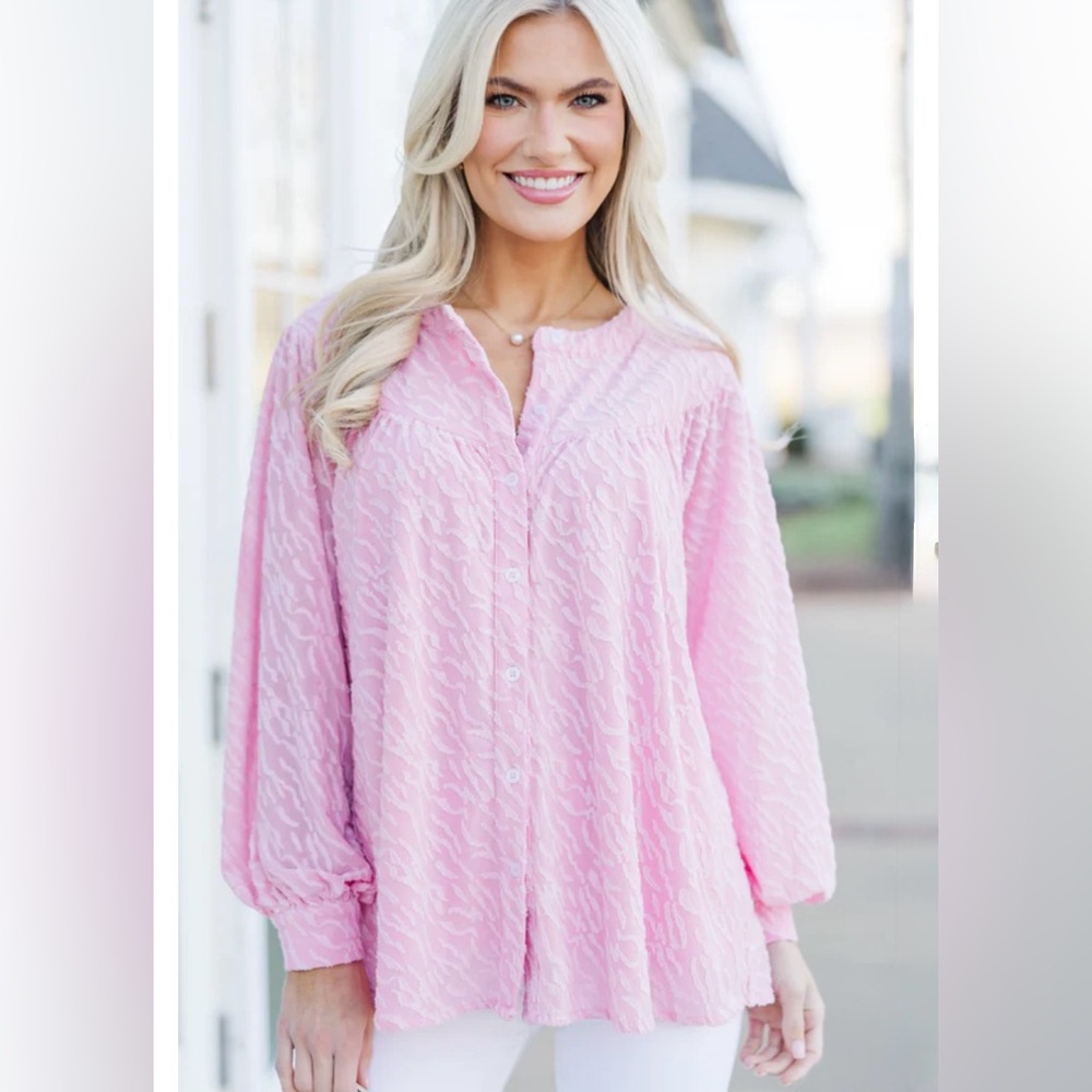 NWT Shop the Mint Pink & White Flowy Babydoll Blouse Tunic | Size Small